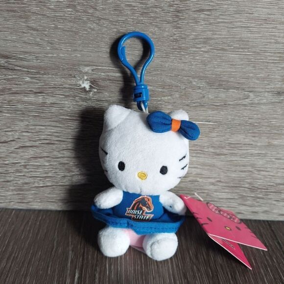 2012 Hello Kitty Boise State Broncos 4" Plush Keychain Backpack Clip - Picture 1 of 5